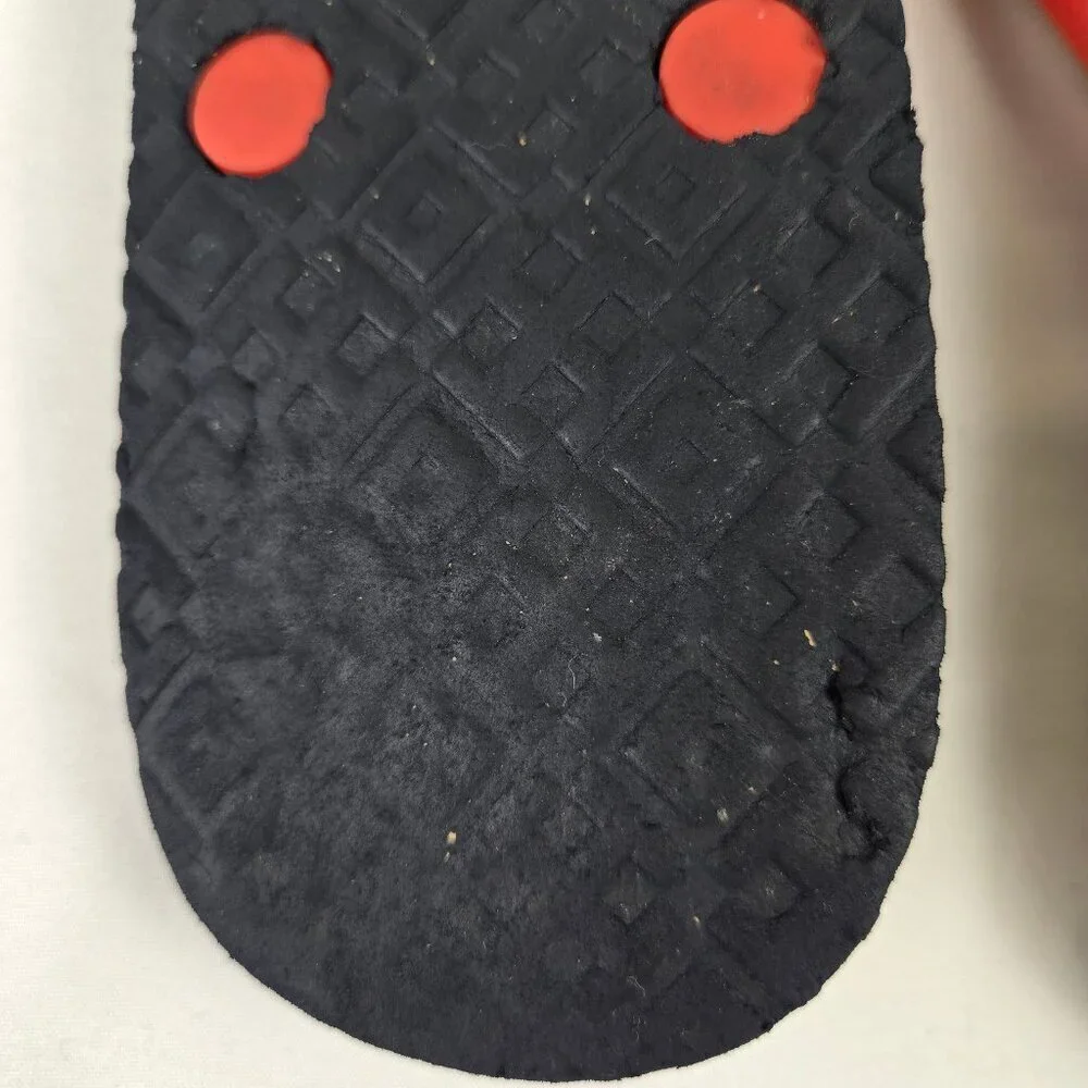Tory Burch Size 8.5 Red Thong Flip Flop Sandals Floral Footbed Rubber